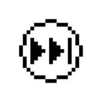Black rewind button, pixel art design. vector