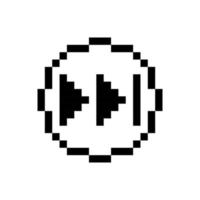 Black rewind button, pixel art design. vector