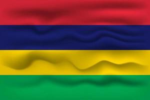 Waving flag of the country Mauritius. Vector illustration.