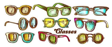 Glasses Fashion Accessory Color Set Vector