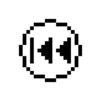 Black rewind button, pixel art design. vector