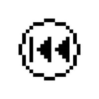 Black rewind button, pixel art design. vector