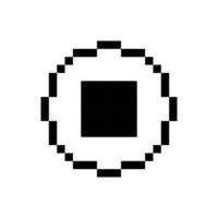Black Stop button icon, pixel art design. vector