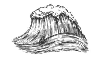 gran vector de tormenta de olas marinas del océano tropical espumoso