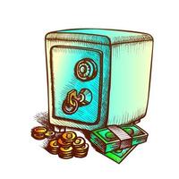 Money Banknotes, Coins And Metal Safe Ink Vector