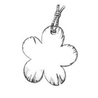 Label In Flower Form Hanging On Rope Ink Vector