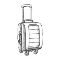 Suitcase On Wheels With Handle Vintage Vector