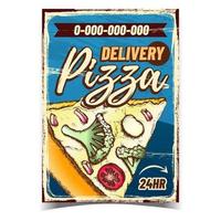 Delivery Pizza Service Advertise Banner Vector