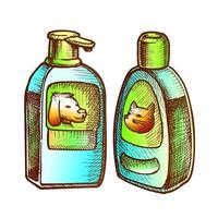 Shampoo Bottles For Cat And Dog Monochrome Vector