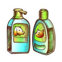 Shampoo Bottles For Cat And Dog Monochrome Vector