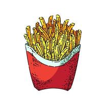 french fries box sketch hand drawn vector