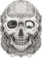 Art surreal skull. Hand drawing and make graphic vector. vector