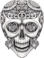 Art fancy skull day of the dead. Hand drawing and make graphic vector. vector