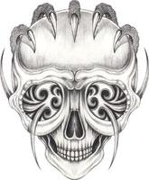 Art surreal skull tattoo. Hand drawing and make graphic vector. vector