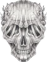 Art surreal skull tattoo. Hand drawing and make graphic vector. vector