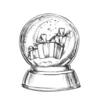 Snow Globe With Christmas Gifts Souvenir Vector