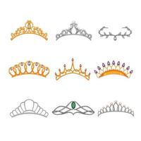 tiara crown set cartoon vector illustration