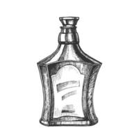 botella de whisky escocés dibujada con vector de tapa de corcho de estilo