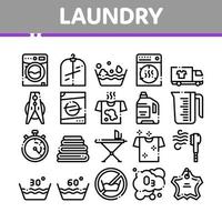Laundry Service Vector Thin Line Icons Set