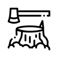 Tree Stub And Ax Hatchet Vector Thin Line Icon