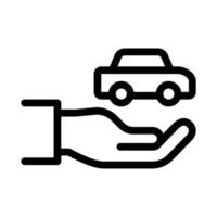 mano que sostiene la ilustración del contorno del vector del icono del coche