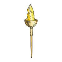 Torch Light Decorative Flame Stick Color Vector