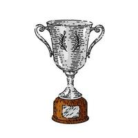 trofeo plata boceto dibujado a mano vector