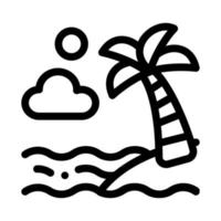 Ocean View with Palm Icon Vector Outline Illustration