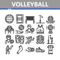 Volleyball Sport Game Collection Icons Set Vector