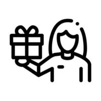 Woman with Gift Icon Vector Outline Illustration