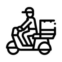 entrega de mensajería en la ilustración del contorno del vector del icono de la motocicleta