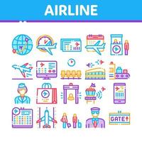 conjunto de iconos de colección de aerolíneas y aeropuertos vector