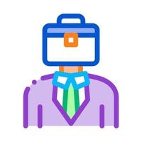 Businessman With Case Head Icon Thin Line Vector