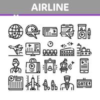 conjunto de iconos de colección de aerolíneas y aeropuertos vector