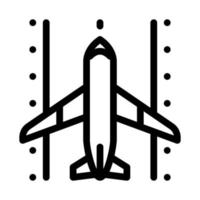 Airplane On Runway Airport Icon Thin Line Vector