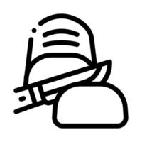 Knife Cutting Baked Bread Icon Thin Line Vector