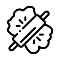 Dough And Wooden Rolling Pin Icon Thin Line Vector