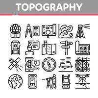 Topography Research Collection Icons Set Vector