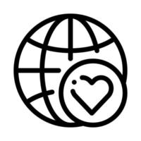 Earth Globe Love Icon Vector Outline Illustration