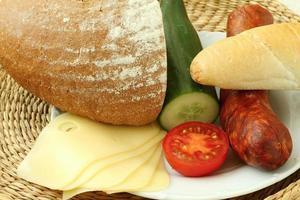 Antipasto plate with cheese salami photo