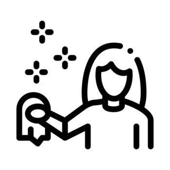 mujer limpieza icono vector contorno ilustración