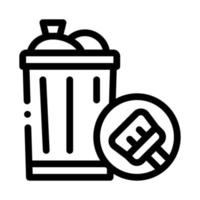 Rubbish Trash Can Icon Vector Outline Illustration