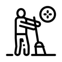 Human Sweeping Icon Vector Outline Illustration