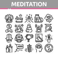 Meditation Practice Collection Icons Set Vector