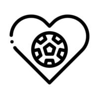 ilustración de contorno de vector de icono de corazón de fútbol