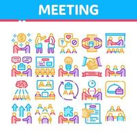 Business Meeting Conference Icons Set Vector
