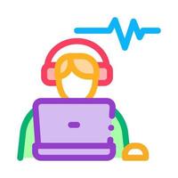 Listening Audio Icon Vector Outline Illustration