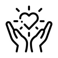 Hand Hold Heart Icon Vector Outline Illustration