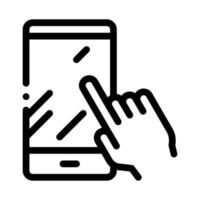 Hand Touch Phone Icon Vector Outline Illustration