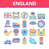 England United Kingdom Collection Icons Set Vector